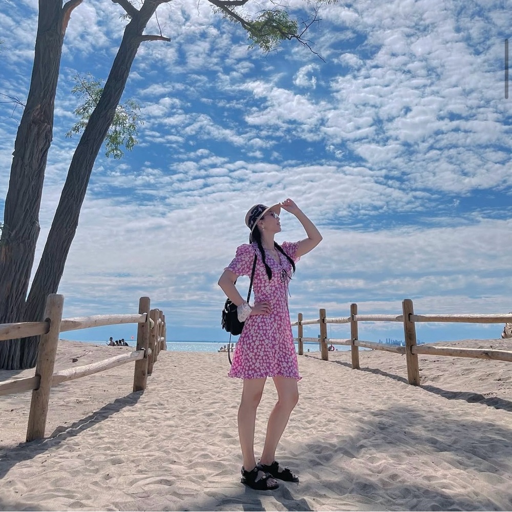 Miu Miu Pink Floral Midi Dress